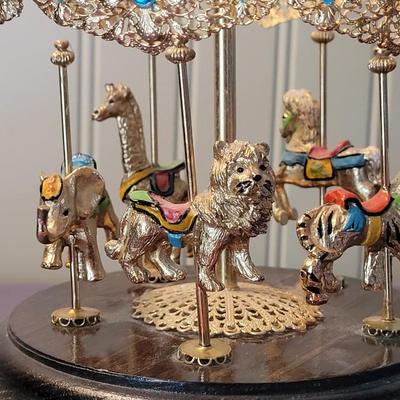 Vintage Reuge Handpainted Gold Plated Carousel Horse Music Box