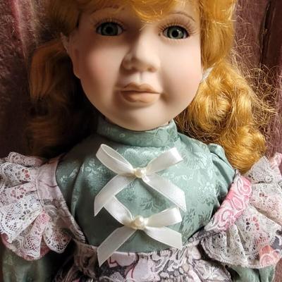 Vintage 24" Red Hair Porcelain Doll