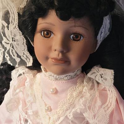 Vintage Porch Doll with Floral Dress and White Boots