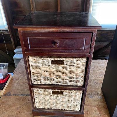Wood Shelf with Baskets