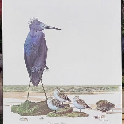 Signed Ray Harm 'Little Blue Heron' Lithograph