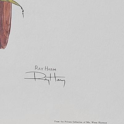 Signed Ray Harm 'Brown Thrasher' Lithograph