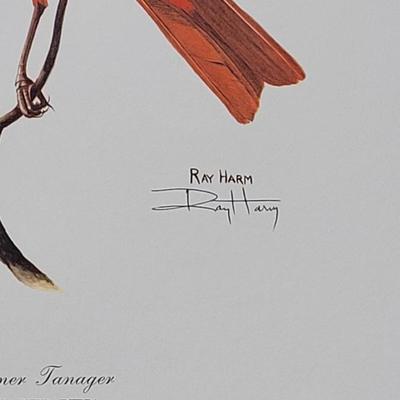 Signed Ray Harm 'Summer Tanager' Lithograph