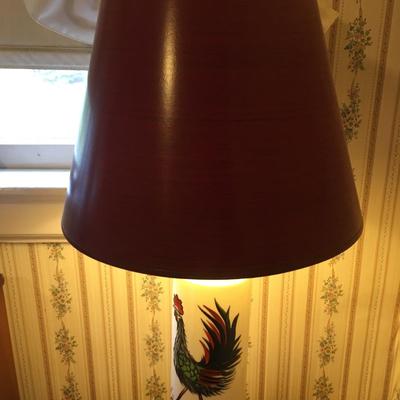 Pair MCM signed Rooster lamps