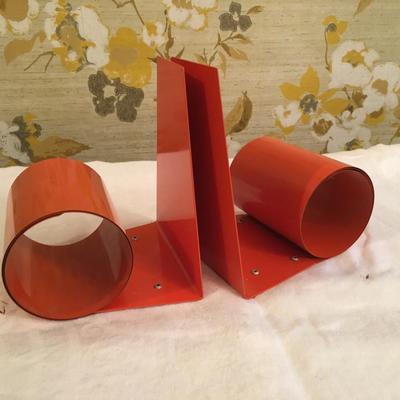Pair of  Modern fun bookends Made in England Orange!
