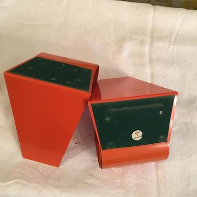 Pair of  Modern fun bookends Made in England Orange!