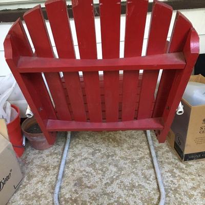Vintage Red wood and metal rocker, Beautiful color! Shabby Chic