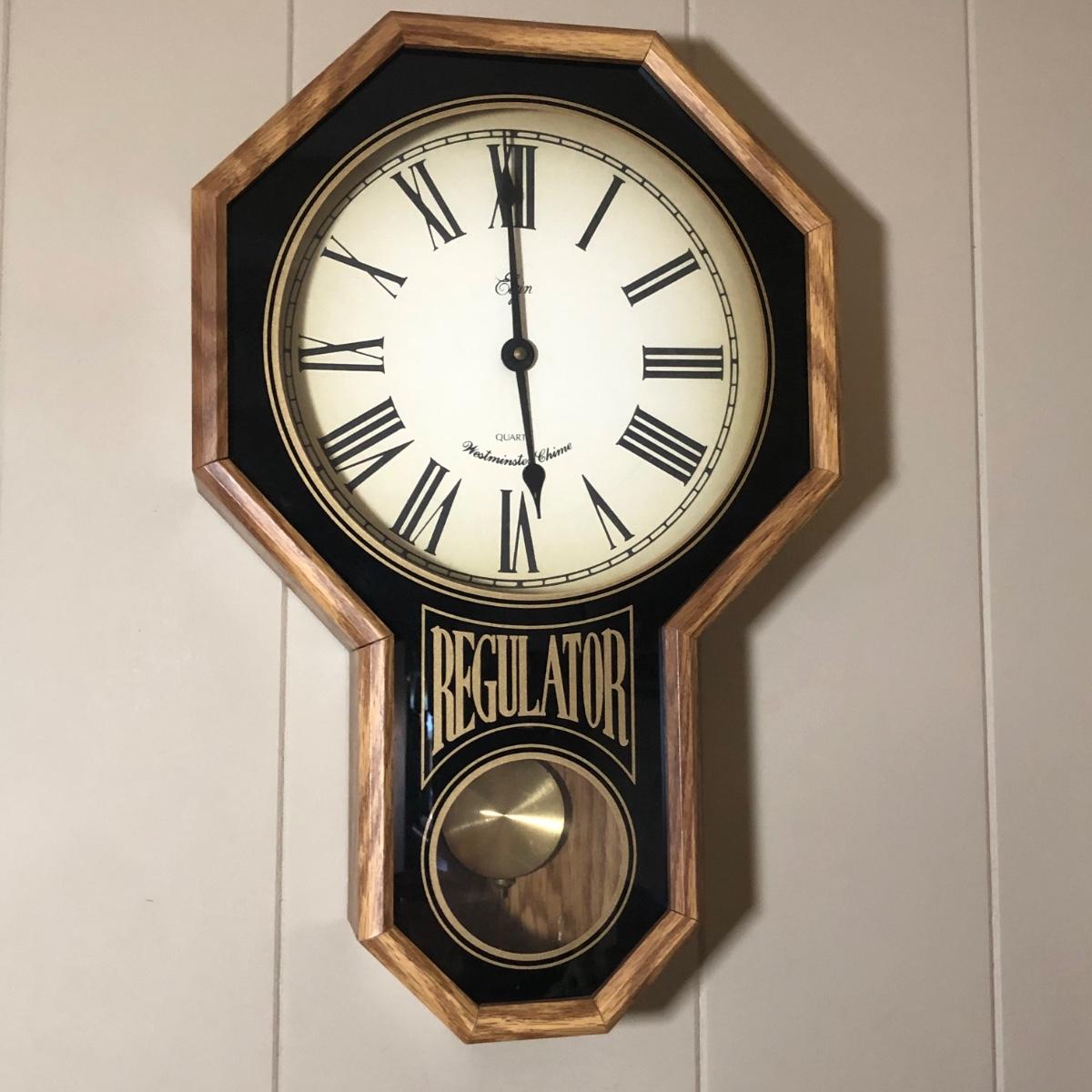 LOT 2F Elgin Quartz Westminster Chime "Regulator" Wall Clock