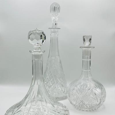 Set Of Three (3) ~ Crystal Decanters