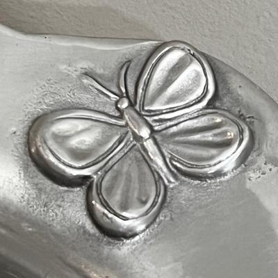 MARIPOSA ~ Brillante ~ Silver Aluminum Butterfly Salad Bowl With Matching Utensils