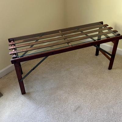 Unique Folding Vintage Coffee Table W/ Glass Top (UD-RG)