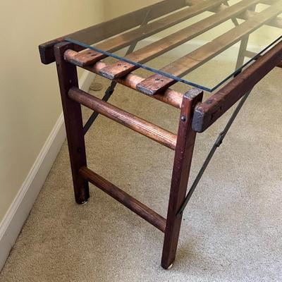 Unique Folding Vintage Coffee Table W/ Glass Top (UD-RG)