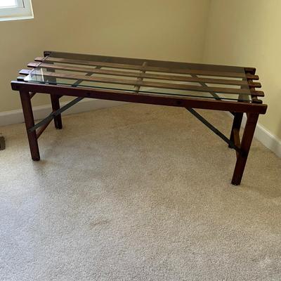 Unique Folding Vintage Coffee Table W/ Glass Top (UD-RG)