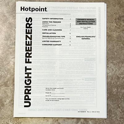HOTPOINT ~ Upright Freezer ~ Like New