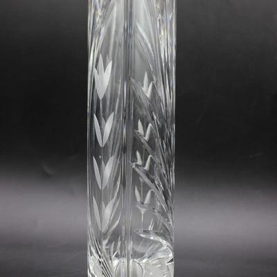 Vintage Hand Cut Hungarian Crystal Glass Thin Mid Century Modern Flower Vase