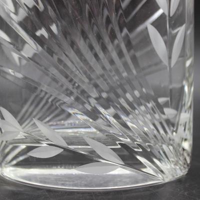 Vintage Hand Cut Hungarian Crystal Glass Thin Mid Century Modern Flower Vase