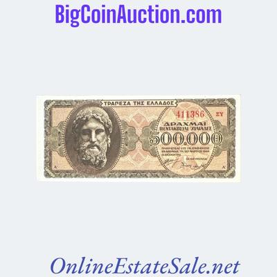 1944 GREECE 500,000 DRACHMAI