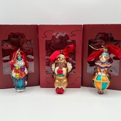 LENOX ~ Yuletide Treasures ~ Trio (3) Glass Ornaments