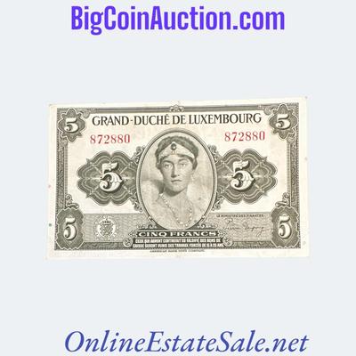 1944 LUXEMBOURG 5 FRANCS