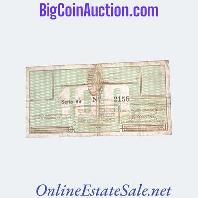 1944 NETHERLANDS WESTERBIRK CONCENTRATION CAMP 100 CENT NOTE