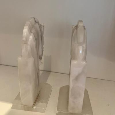 PAIR Marble Horse Head Bookends