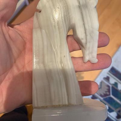 PAIR Marble Horse Head Bookends