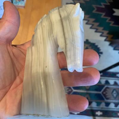 PAIR Marble Horse Head Bookends