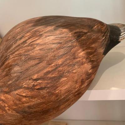 Wood Handmade Decoy Duck Red Head Signed