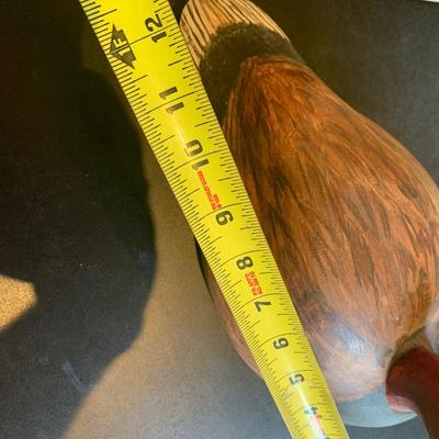 Wood Handmade Decoy Duck Red Head Signed