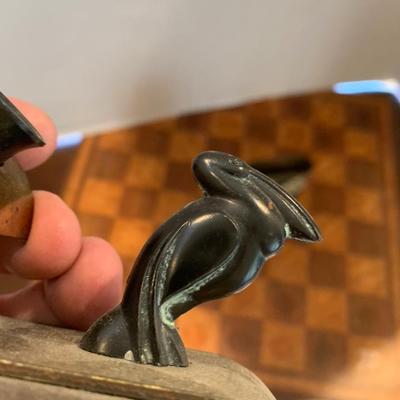 Antique Newton Desktop Pen Holder & Tobacco Tin