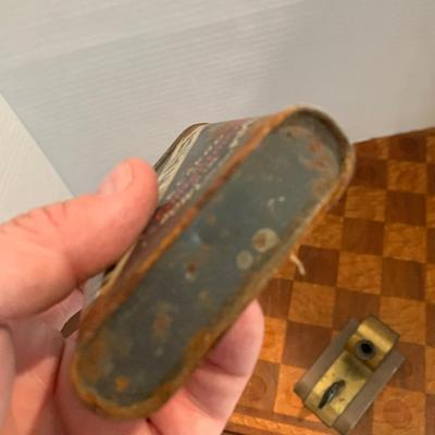 Antique Newton Desktop Pen Holder & Tobacco Tin