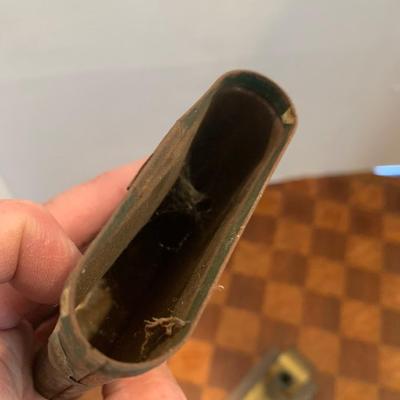 Antique Newton Desktop Pen Holder & Tobacco Tin