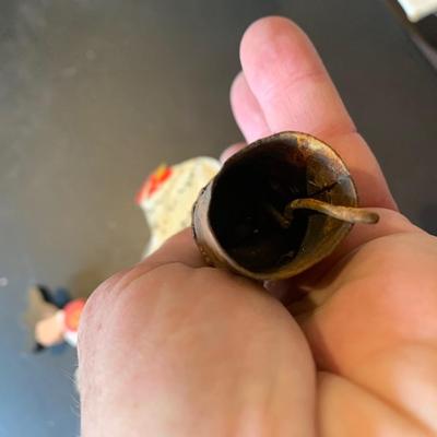 Antique Metal Chicken w Bell + Wooden Soldier/Horse