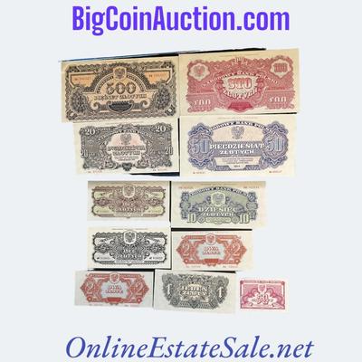 1944 POLAND SET OF 10 NOTES