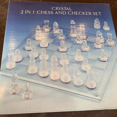 Crystal Chess & Checker Set In Box