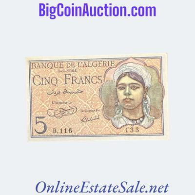 1944 ALGERIA 5 FRANCS