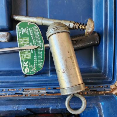 Tool Box loaded with tools SK Sockets, Wrenches , Lincoln Lubrigun Grease Gun