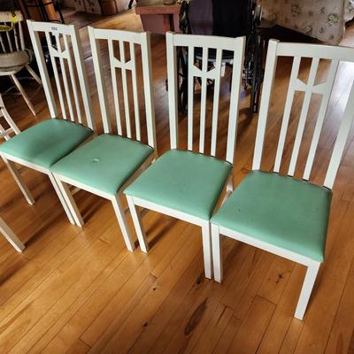 4 Ikea Chairs w Green Seats