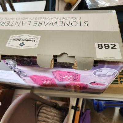 3 Pack Stoneware Lanterns with 3 Candles