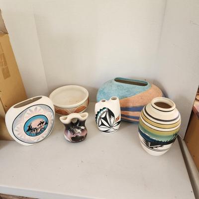 lot of 6 Southwest Pottery some Signed