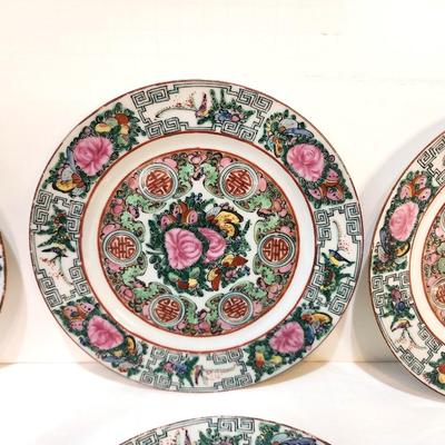 Lot #1  Set of 6 Vintage Dessert Plates - Rose Medallion - Hong Kong