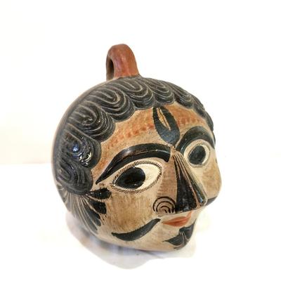 Lot #7  Vintage Tonola Mexican Pottery Head Bank