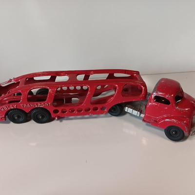 Vintage Hubley Transport Car Carrier with three cars