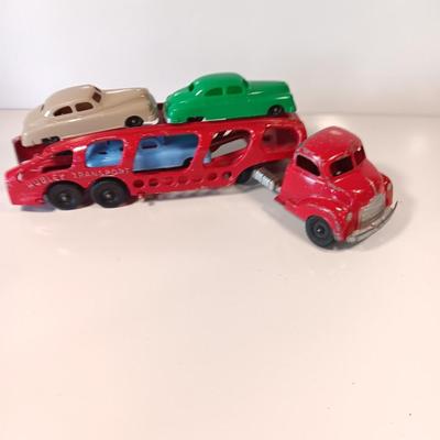 Vintage Hubley Transport Car Carrier with three cars