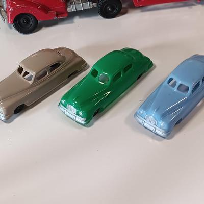 Vintage Hubley Transport Car Carrier with three cars