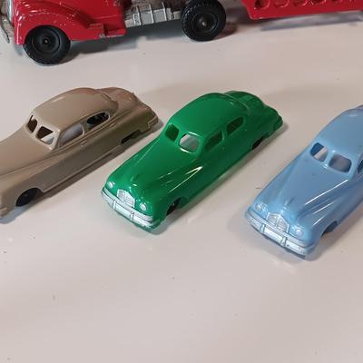 Vintage Hubley Transport Car Carrier with three cars