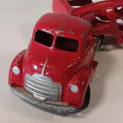 Vintage Hubley Transport Car Carrier with three cars
