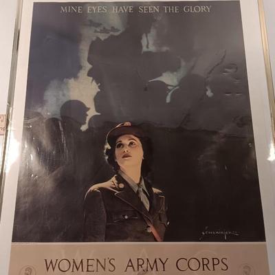 Women's Army Corps framed poster reproduction.