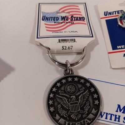 United We Stand U.S.A, button back Pins and keychain.
