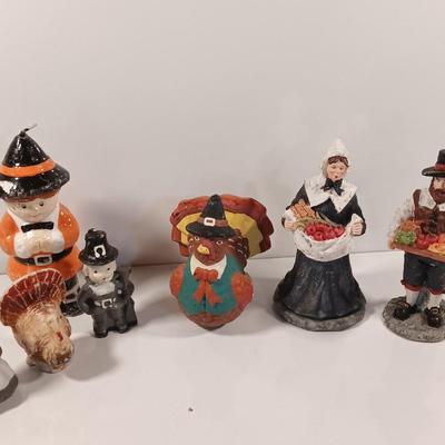 Thanksgiving table decorations and Vintage wax candle figures